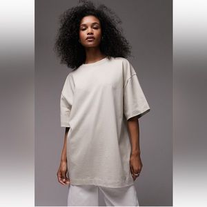 Topshop Longline Cotton Crewneck T-shirt